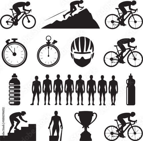 Cycling and Sports Icons Set vector (295