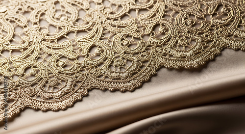 delicate gold lace overlay on satin luxury background for wedding invitations and romantic branding
