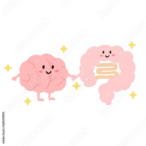 手描きのかわいい腸脳相関のイラスト