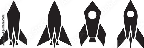 Space Rocket Icon Collection for Space Travel and Exploration Themed Projects