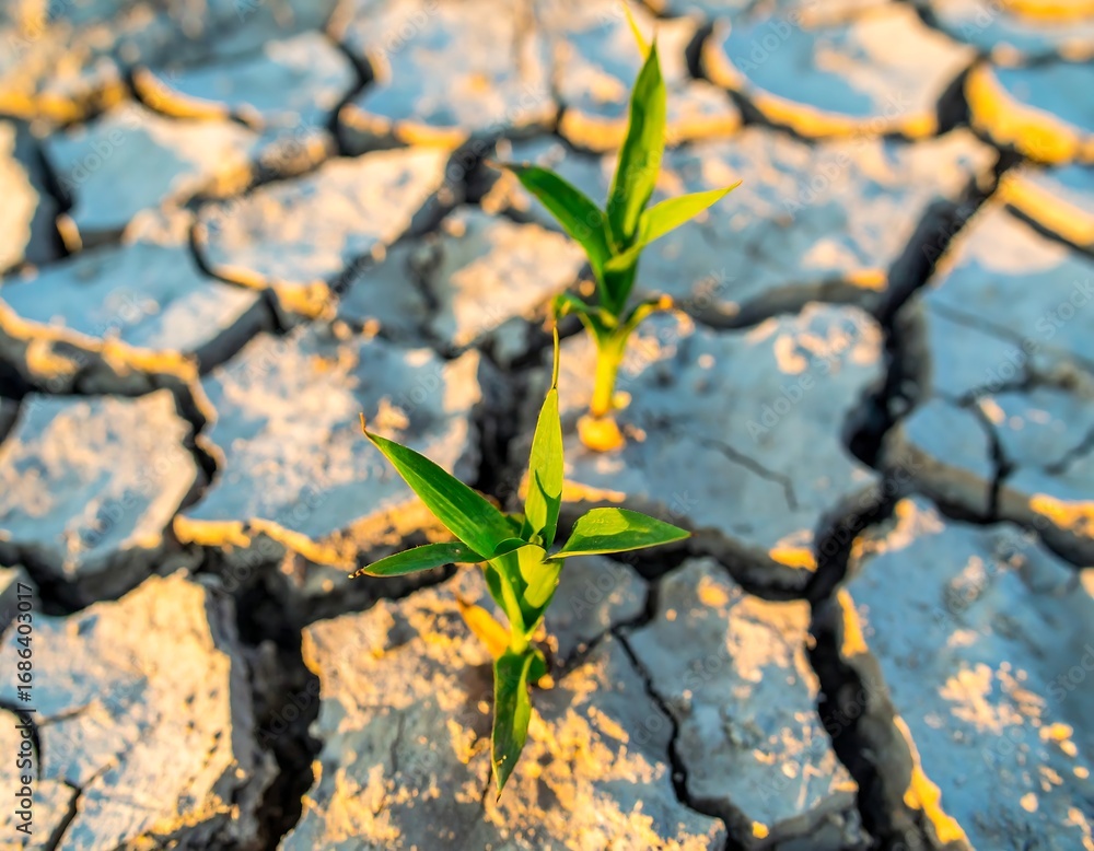 Fototapeta premium Drought-resistant seedlings emerge