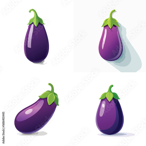 Eggplant a fun and colorful ensemble of mixed vector graphics, full of vivid tones and modern abstract design elements
