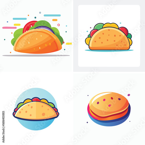 Pita Bread a fun and colorful ensemble of mixed vector graphics, full of vivid tones and modern abstract design elements