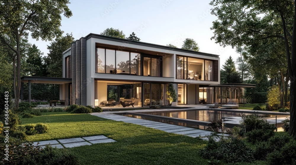 Fototapeta premium Modern home exterior garden