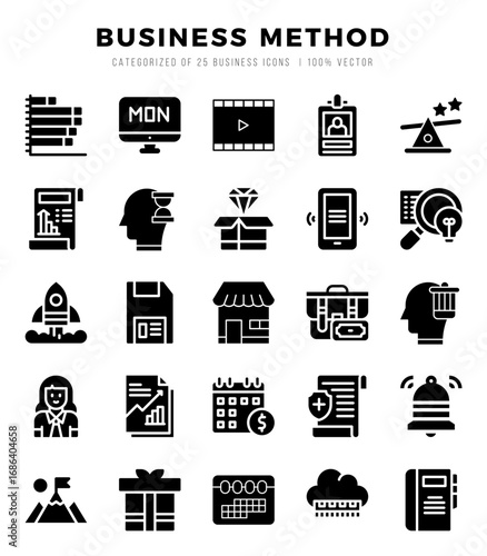 Set of Business Method icons. Vector Illustration.