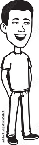 Handsome Man Black and White Illustration Vector Image Male Portrait Fashion Sketch Line Art Design