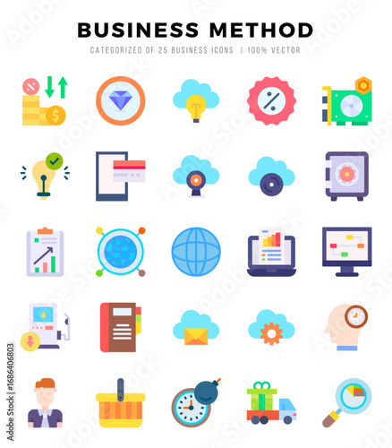 Business Method Flat icons. Vector Flat illustration.