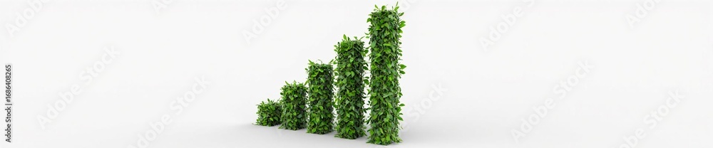Obraz premium Green growth bar chart made of ivy, symbolizing sustainable business and eco-finance.