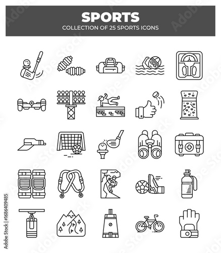 Collection of 25 Sports Icons.  Perfect for Fitness. Recreation. and Competition