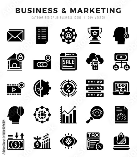 Set of Business & Marketing icons. Vector Illustration.