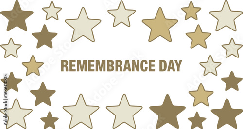 Beige and Brown Stars with Remembrance Day Text Decoration for Memorial Celebrations Background