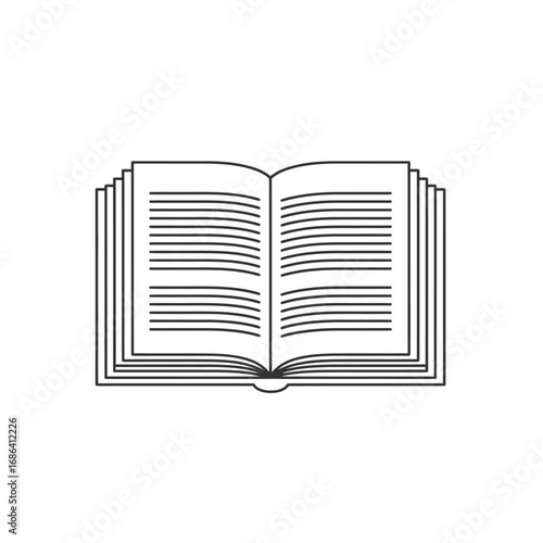 An open book vector illustration, perfect for symbolizing education and knowledge, is shown with its blank pages isolated on a white background