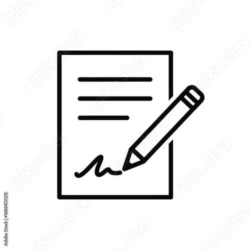 Checklist icon vector illustration of a blank document and a pen on a clipboard for business tasks and notes