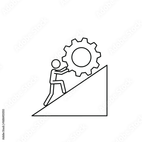 Vector illustration of a construction worker holding a pencil with his hand