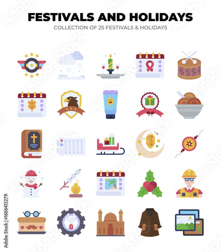 Collection of 25 Festive and Holiday Icons