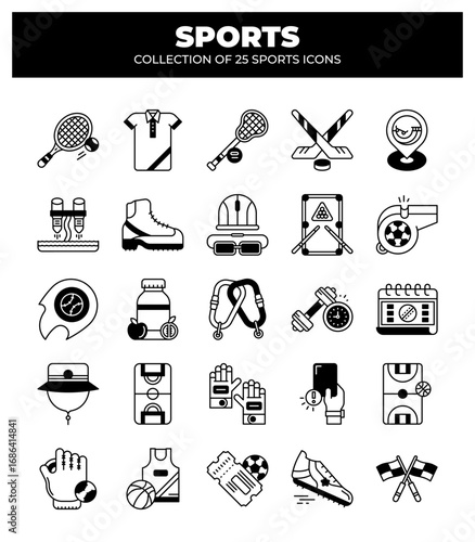 Collection of 25 Sports Icons. A Visual Guide to Various Sports and Fitness Activities