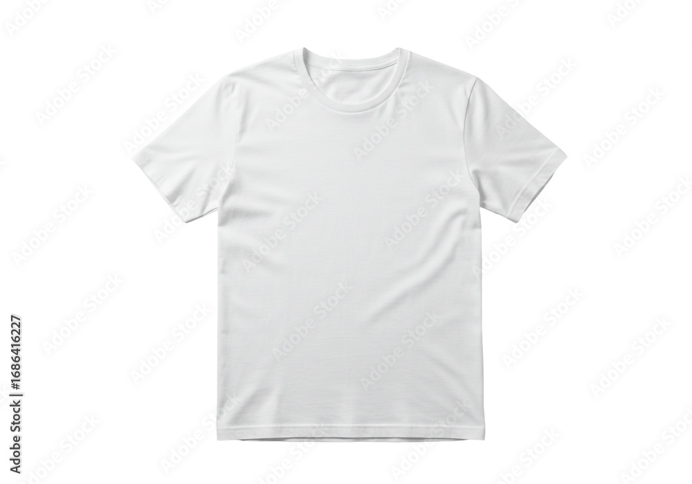 Fototapeta premium White t shirt short sleeve cotton fabric texture apparel mockup front view isolated transparent background