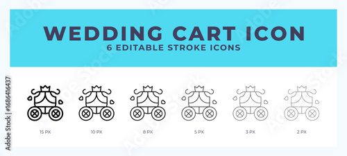 Wedding cart icon with different stroke. Editable stroke. Vector illustration.
