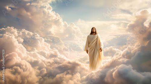 jesus God christ on the cross in the sky clouds over the mountains Christian faith clouds