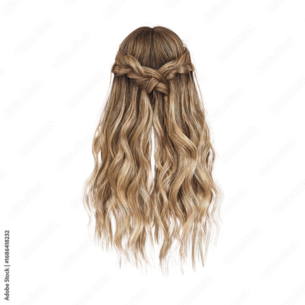 Naklejka premium Long Blonde Hair with Crown Braid - Rear View