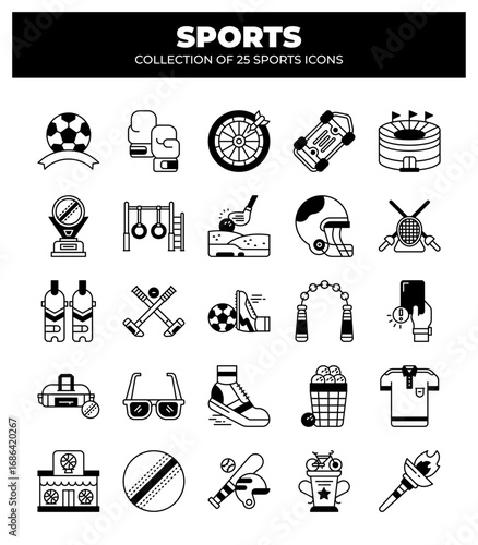 Collection of 25 Sports Icons. A Visual Guide to Various Sports and Games