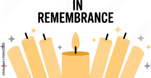 In Remembrance Featuring Burning Candles and Stars for Memorials and Special Occasions