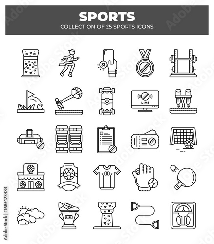 Collection of 25 Sports Icons.  A Visual Guide to Various Sports and Fitness Activities
