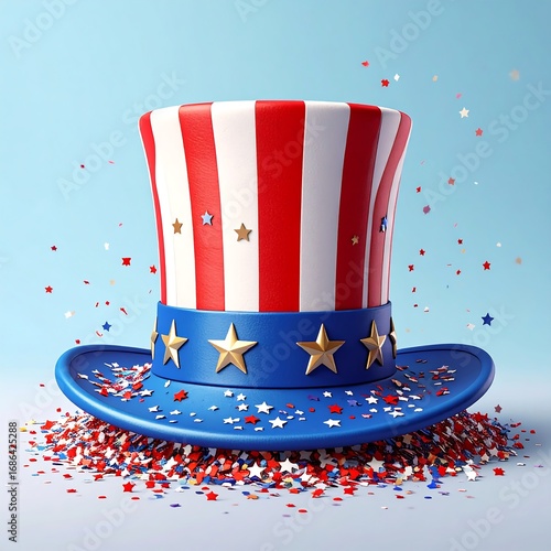 Patriotic top hat in confetti (1)