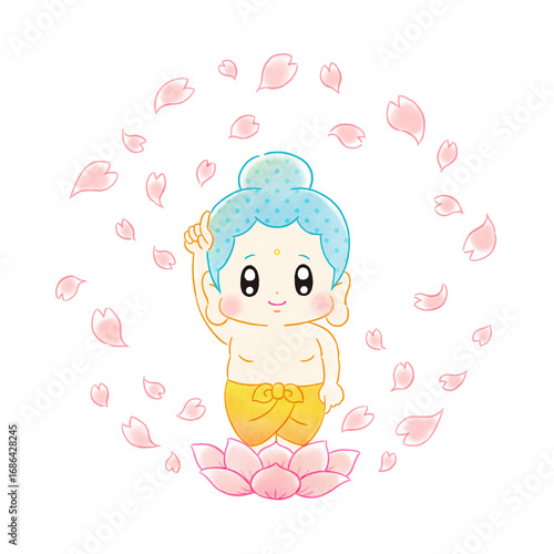 花まつり　かわいいお釈迦さま　イラスト