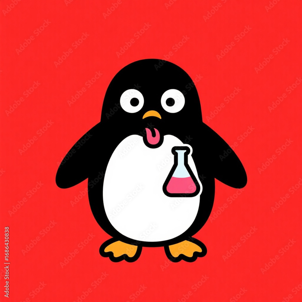 Obraz premium A cartoon illustration of a funny penguin