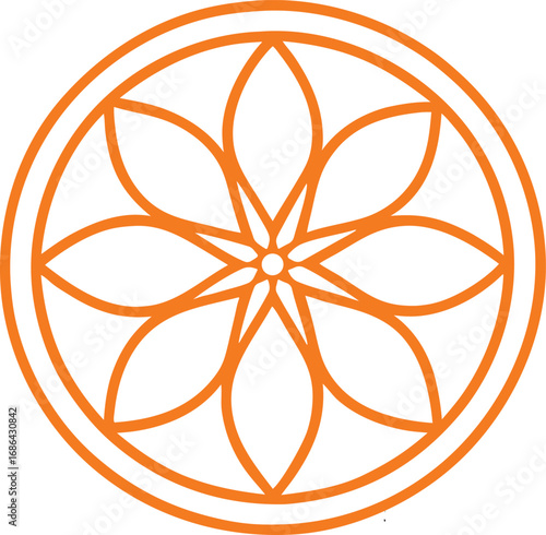 Ornate Orange Floral Design on a Circle