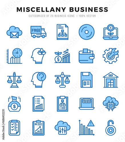 Simple Set of Miscellany Business Related Vector Two Color Icons.