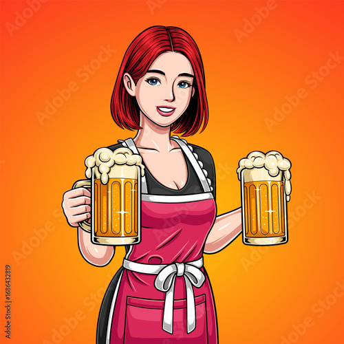 Character of a waiter for beer beverage business