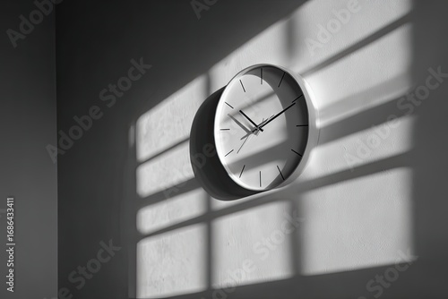 Wallpaper Mural A minimalist wall clock, bathed in sunlight shadows Torontodigital.ca