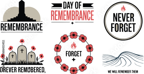 Remembrance Day Graphics Collection Never Forget, Wreath, Memorial, Graveyard, Remembering Those Who Served