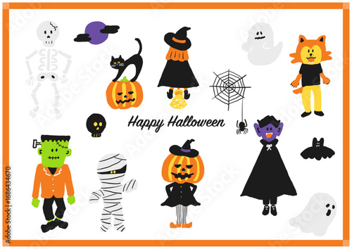 Cute Halloween Characters Illustration Set / ハロウィンキャラクターイラストセット