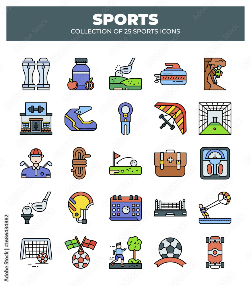 Obraz premium Collection of 25 Sports Icons. Golf. Soccer. Fitness. and More
