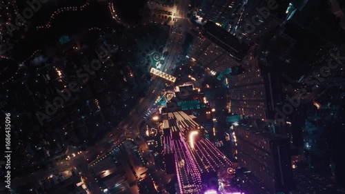 An cinematic aerial drone shot over Ho Chi Minh City, Vietnam. It features Landmark 81 prominently, the tallest building in Vietnam.