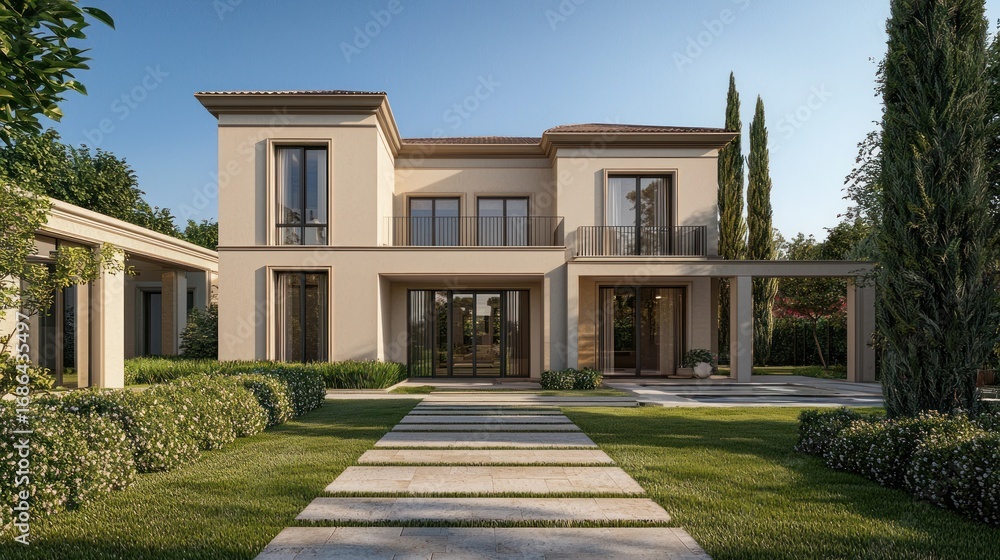 Obraz premium Modern beige house exterior