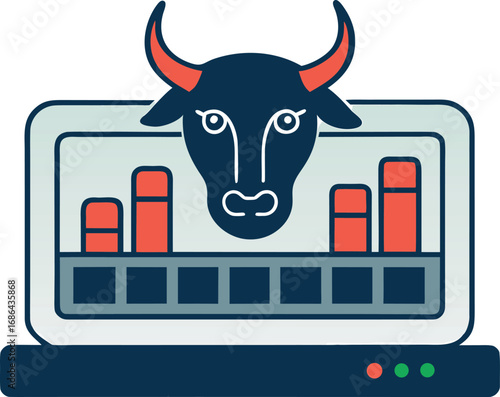 Digital Screen Displaying Bullish Stock Ticker Symbols