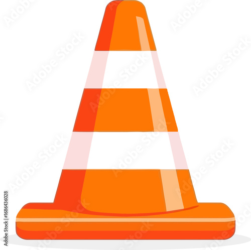 Vivid construction cone used for traffic management in outdoor roadwork zone