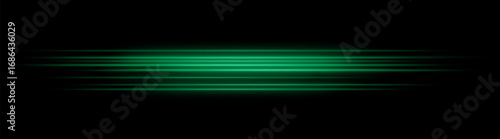 Streak. Dense horizontal lines arranged in wide composition. Glowing gradient effect creates dynamic movement and illumination across dark space.