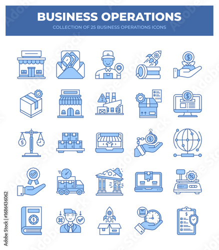 Collection of 25 Business Operations Icons. Streamline Your Workflow