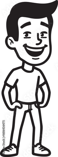 Handsome Man Black and White Illustration Vector Image Male Portrait Fashion Sketch Line Art Design