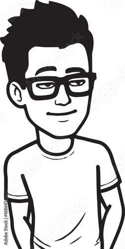 Handsome Man Black and White Illustration Vector Image Male Portrait Fashion Sketch Line Art Design