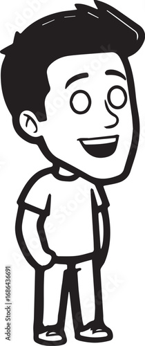 Handsome Man Black and White Illustration Vector Image Male Portrait Fashion Sketch Line Art Design