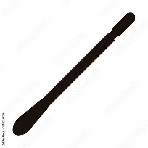 Black silhouette of a double ended art tool or brush against white