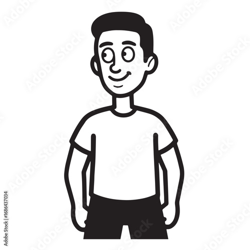 Handsome Man Black and White Illustration Vector Image Male Portrait Fashion Sketch Line Art Design