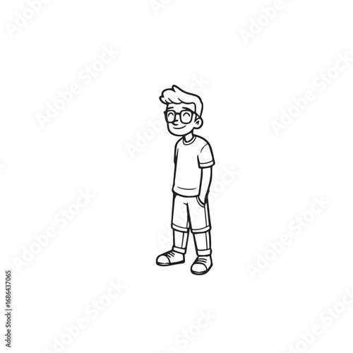 Handsome Man Black and White Illustration Vector Image Male Portrait Fashion Sketch Line Art Design