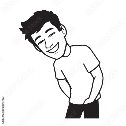 Handsome Man Black and White Illustration Vector Image Male Portrait Fashion Sketch Line Art Design